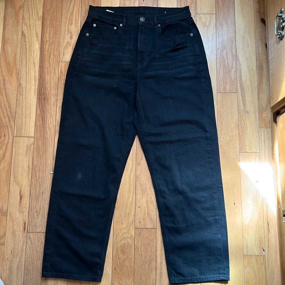 Black American eagle wide leg mom jeans